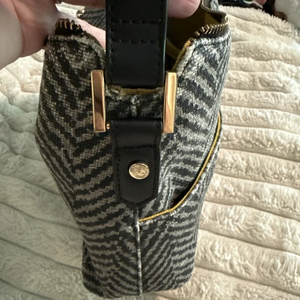 Spartina 449 Purse - Women's Shoulder Bag - Black/gray -‎ Linen And Leather B8